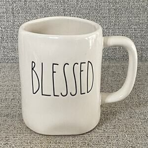 Rae Dunn Style Blessed Coffee Mug White Farmhouse Lettering Ceramic Cup